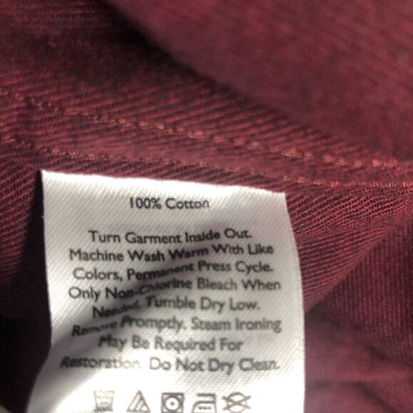 Eddie Bauer Shirt Mens Large Tall Maroon Field Flannel Chore Ranch Button Down - Picture 9 of 12